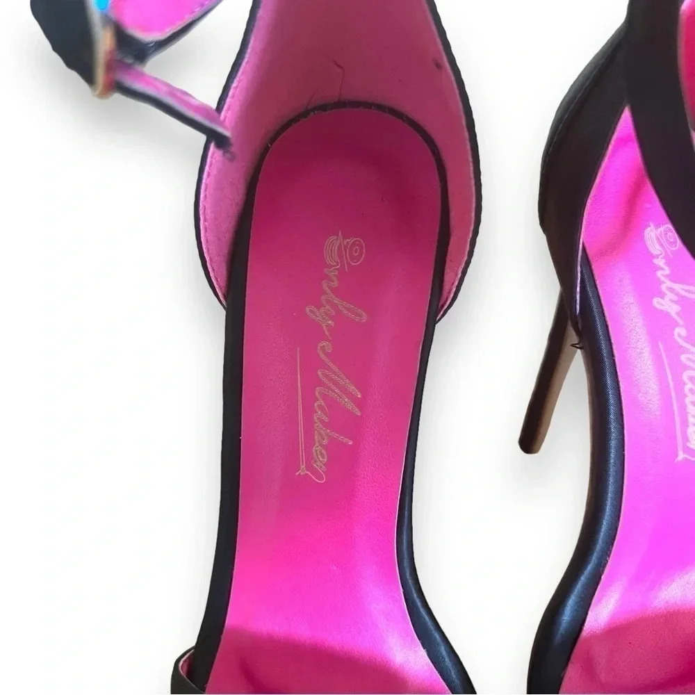 NEW Only Maker Bow Mouse Ears Satin Black Pink Stiletto Heels Size 37 (US 6.5-7) - Picture 7 of 12